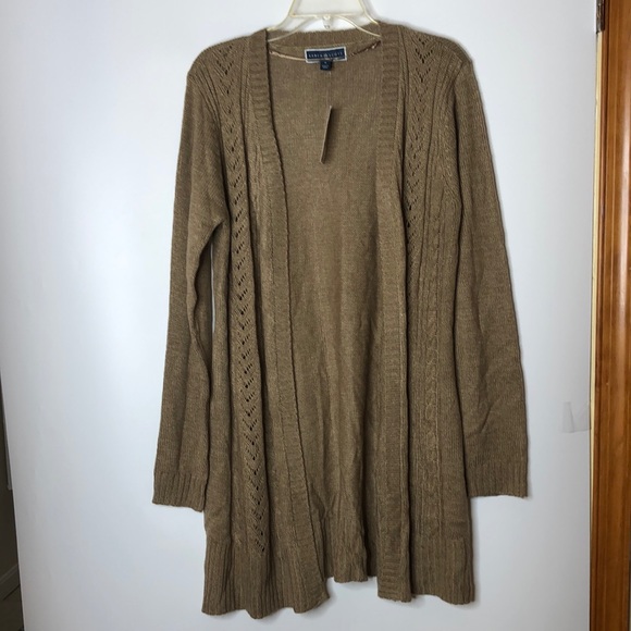 NWT Karen Scott Sweater Womens Tan Long Sleeve Stretch Medium M New with Tags - Picture 1 of 9